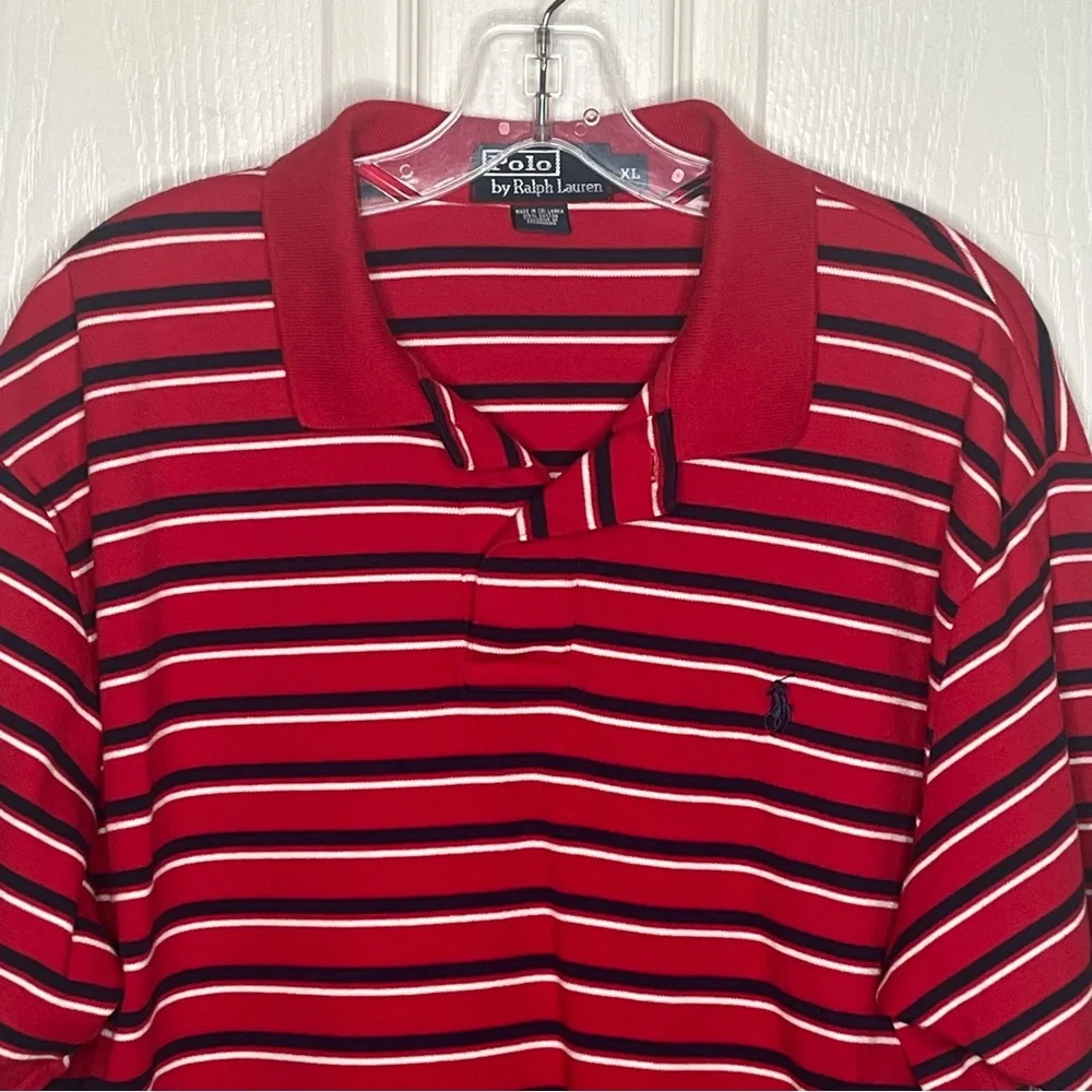 Polo Ralph Lauren Polo Shirt Men’s Sz XL Short Sleeve Red White Striped